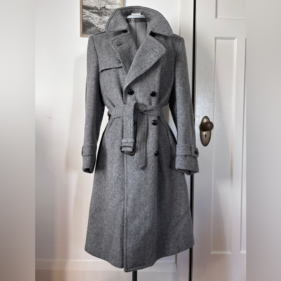 Wool Herringbone Vintage Tweed Women’s Trench Coat - Picture 2 of 10